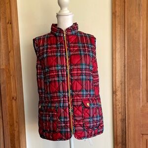 ST. JOHN’S BAY Red Tartan Plaid Puffer Vest M